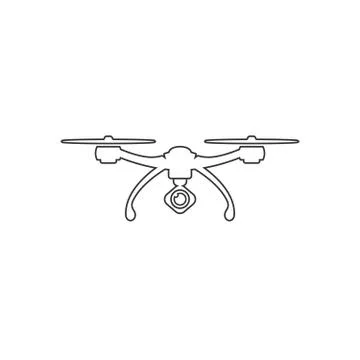 Drone Quadrocopter with camera. Outline Icon. Vector Ilustration Stock Illustration