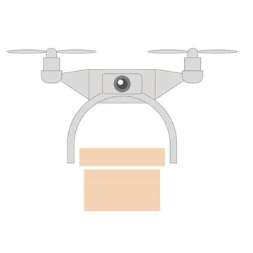 Drone quadrocopter deliver box container. vector illustration Stock Illustration