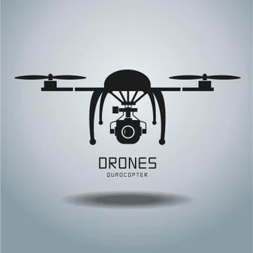 Drone quadrocopter, drone vector, drone icon, drone flat design,drone camer.. Stock Illustration