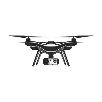 Drone quadrocopter flat sign Stock Illustration