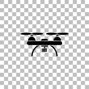 Drone quadrocopter icon flat Stock Illustration