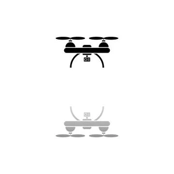 Drone quadrocopter icon flat Stock Illustration