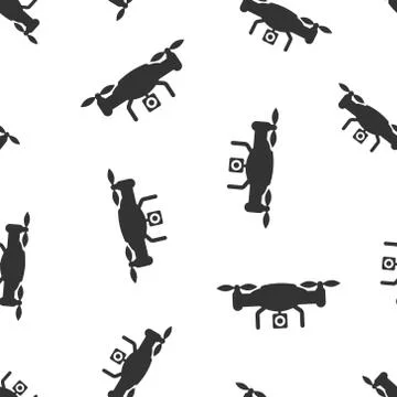 Drone quadrocopter icon seamless pattern background. Quadcopter camera vector 库存插图