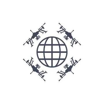 Drone, Quadrocopter Icon Vector flat design style Stock Illustration