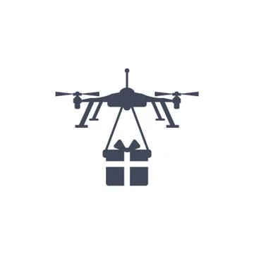 Drone, Quadrocopter Icon Vector flat design style Stock Illustration