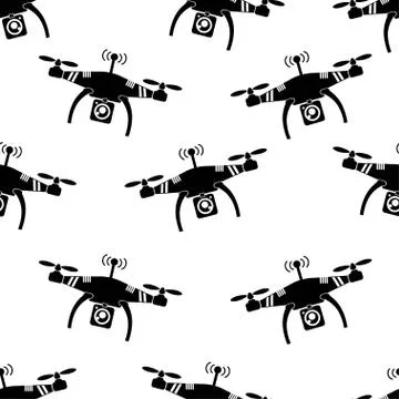 Drone Quadrocopter vector seamless pattern. Illustrazione stock