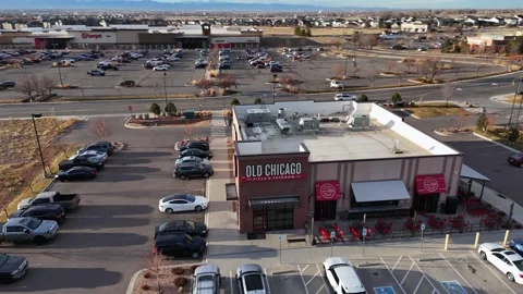 Drone Quickly Flies Around Old Chicago Restaurant Stock Footage 300346564