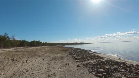 Drone racing view. Fly over coast line. Dynamic shot 库存影片 106512773