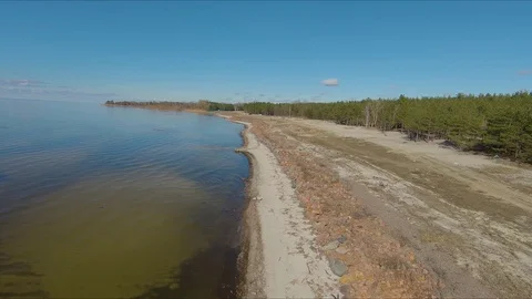 Drone racing view. Fly over coast line. Dynamic shot Stock Footage 106513827