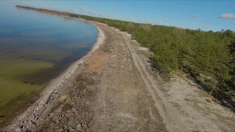 Drone racing view. Fly over coast line. Dynamic shot 库存影片 106513857