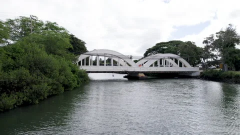 Drone rainbow bridge drone fly out Stock Footage 170024757