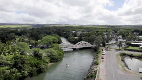 Drone rainbow bridge fly in and camera tilt down Stock Footage 170028948