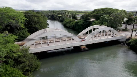 Drone rainbow bridge fly up and camera tilt down Stock Footage 170032300