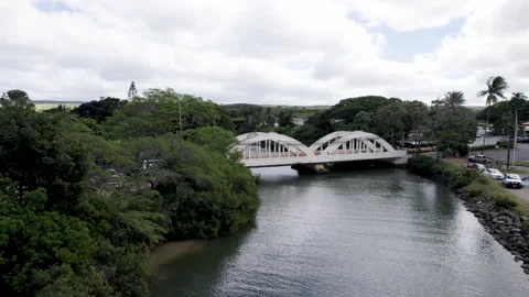 Drone rainbow bridge fly out Stock Footage 170032008