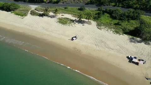 Drone RAW footage Beach Ocean Nature Camping- 4k Stock Footage 266809073