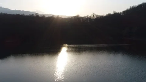 Drone in the rays of the setting sun Video stock 88619389