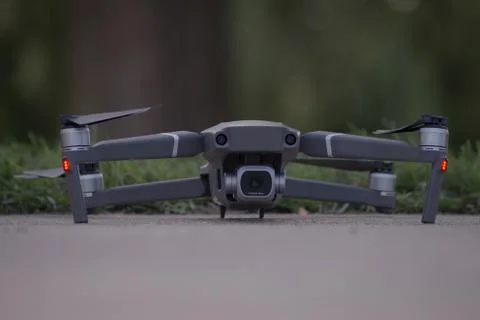 Drone ready for take off on the ground Stock Photos