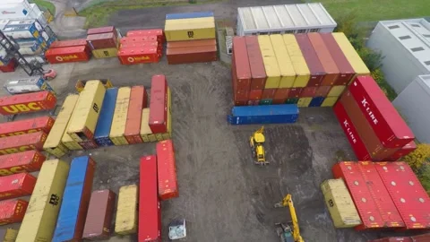 Drone Recording of a Container yard, Daytime, 4K/25F Stock Footage 172069801