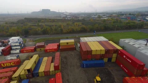 Drone Recording of container yard, Daytime, 4K/25F Stock Footage 172069987