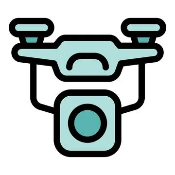 Drone recording video with camera icon, filled outline style Stock Illustration