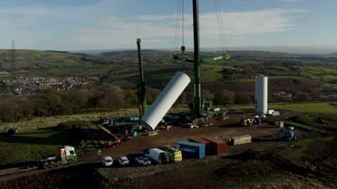 Drone Recording of a wind turbine construction, 4K Stock Footage 179316368