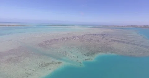 DRONE REEF BARRIER BLUE LAGOON Stock Footage 79564237