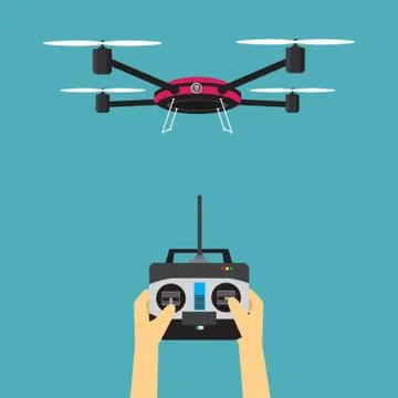 Drone with remote control Stock Illustration