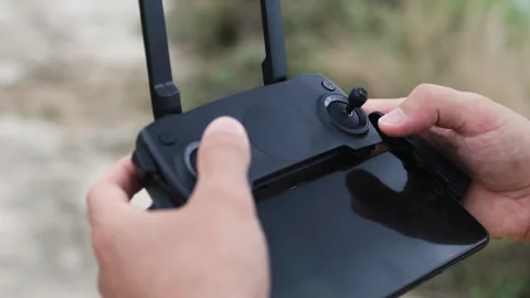 A drone remote control in male hands. Stock Footage 320689166