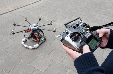 Drone with remote control Stock Photos