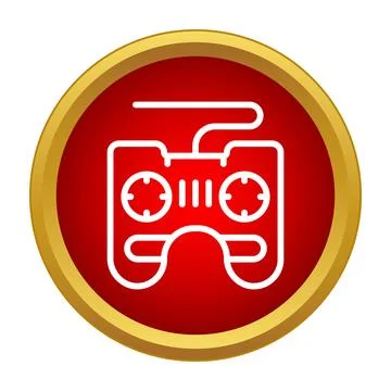 Drone remote control transmitter line icon red circle Stock Illustration