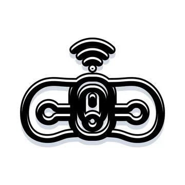 Drone remote control transmitting wireless signal icon Stock Illustration