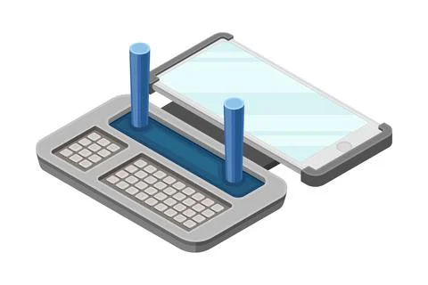 Drone Remote Controller or Control Panel with Stick, Display and Keypad Vector Stock Illustration