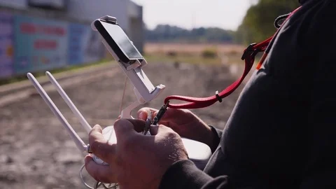 Drone Remote Controlling Stock Footage 80628417