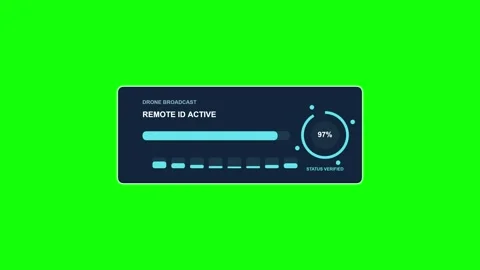 Drone Remote ID Broadcast Active Green Screen Overlay Stock Footage 344731455