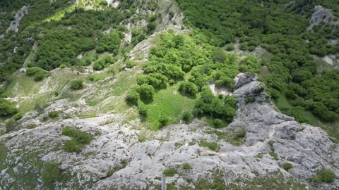 Drone Reveal Above Eagle Eye Viewpoint Opening to the Rhodope Mountains Vall Stock Footage 340850252