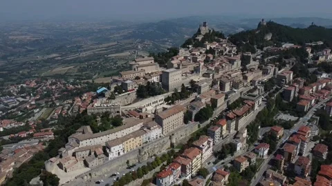 Drone Reveal Mountain Landscape San Marino Cinematic Video stock 331661053