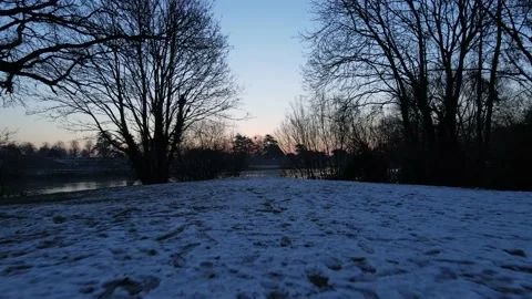 Drone reveal push in shot of river along the ground Stock Footage 234404488