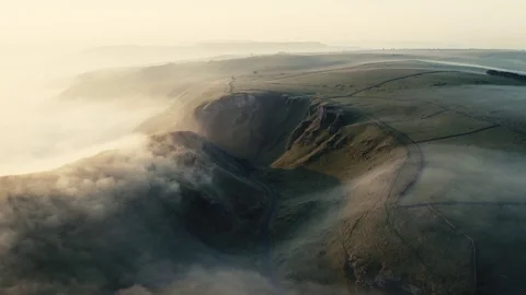 a drone revealing the rolling mist/ clou... | Stock Video | Pond5