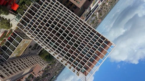 Drone reverse reveal Wigeon Heights tower Leyton East London, upside-down to Stock-Footage 317675665