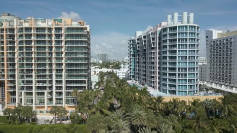 Drone rise over miami beach skyline Stock Footage 346262699
