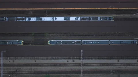 Drone rise over passenger platform of Zagreb Railway Station with arriving train Stock Footage 321645386