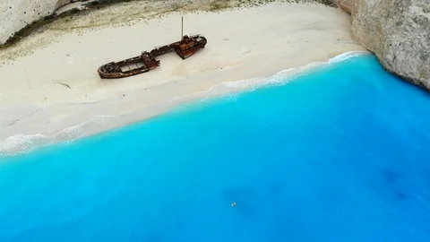 A drone rises above Shipwreck Beach without people Stock Footage 120116744