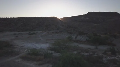 Drone rises behind mountains at Big Bend area, Texas Stock Footage 88451256