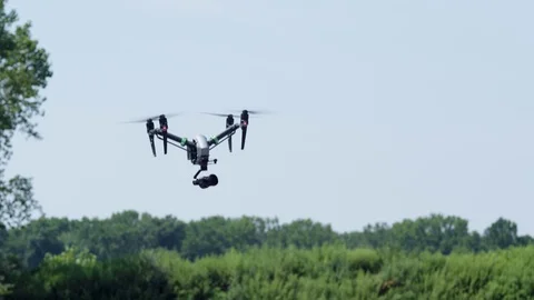 Drone rises from bottom of frame in front of trees Stock Footage 80152290