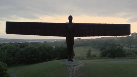 Drone rises in front of Angel of the North Stock-Footage 249163441