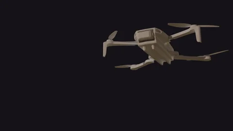 The drone rises up, hovering and flies out of the frame on a black background Stock Footage 231994303