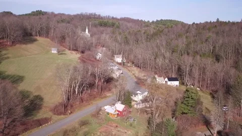 A Drone Rises Over Old Shelburne, Massachusetts. Stock Footage 329713480