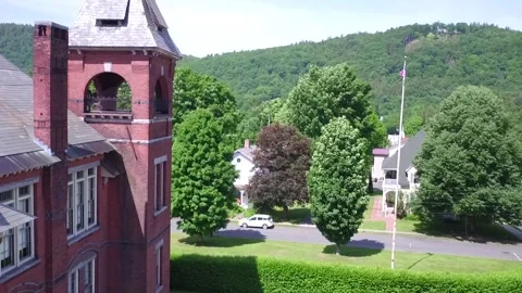 A Drone Rises Over Shelburne Falls Neighborhood Stock Footage 329773770