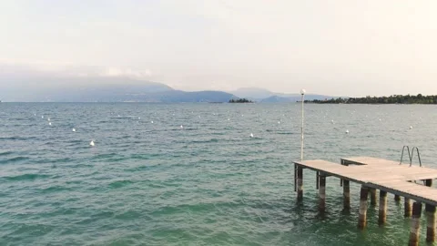 Drone Rising Above Pier Stock Footage 219740108