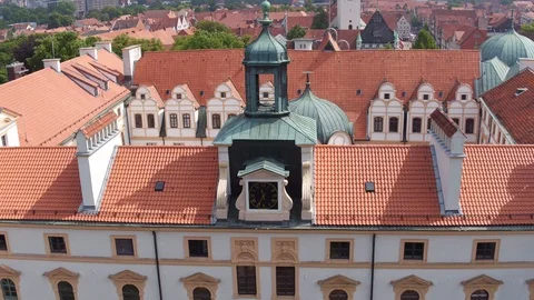 Drone rising up from baroque castle Stock Footage 87200631